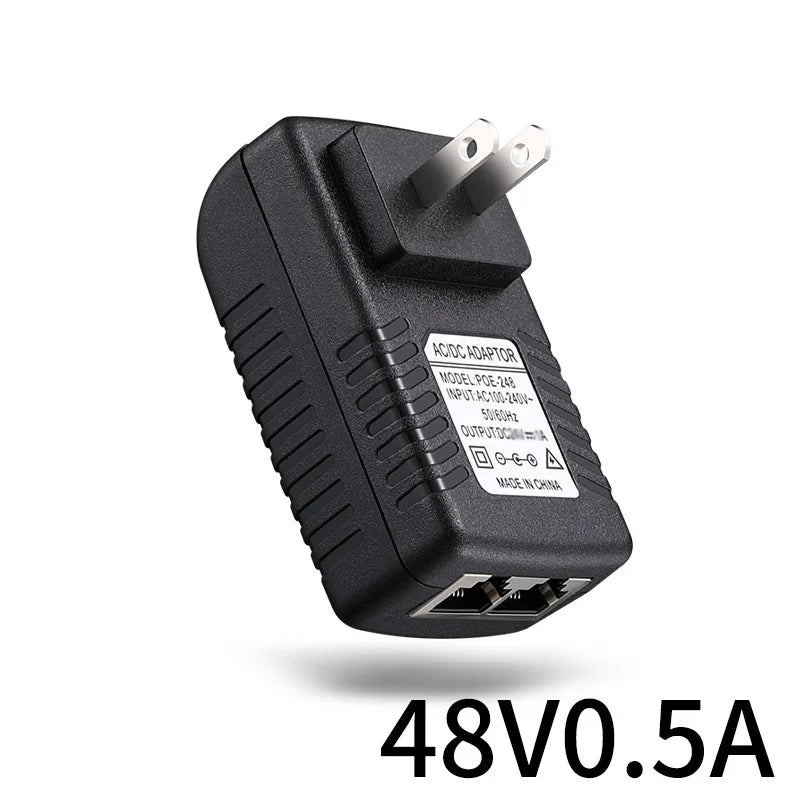 1PCS POE Power Adapter US/EU Plug 48V0.5A Fast/Gigabit Ethernet for AP Wireless Bridge Communication Power Supply Qme US 1000Mbps