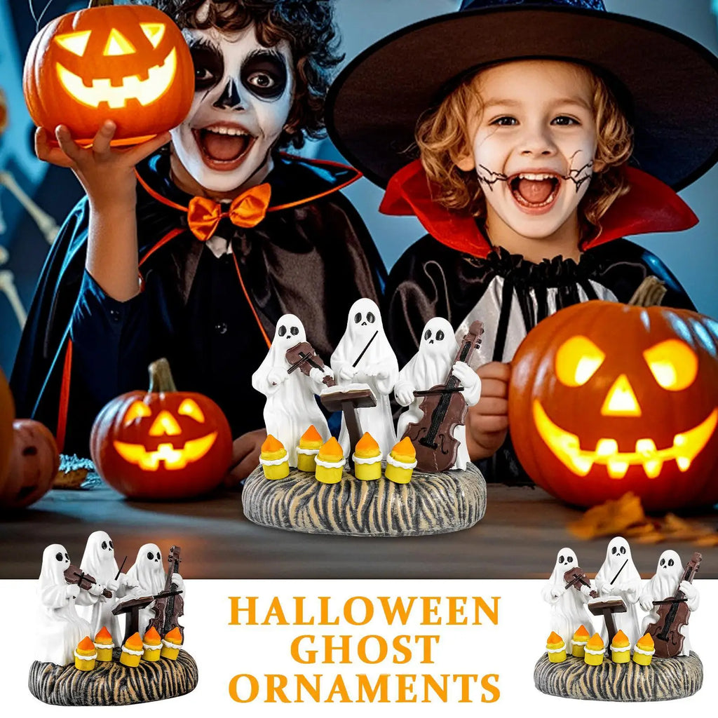 Halloween Ghost Statue Figurines Decor Festive Seasonal Spooky Desk Qme