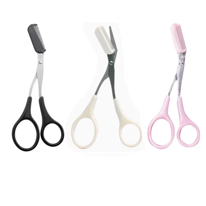 1/3PCS Eyebrow Trimmer Makeup Tools Stainless Steel Eyebrow Scissors with Comb Hair Removal Eyebrows Shaping Makeup Tools Qme Black White Pink
