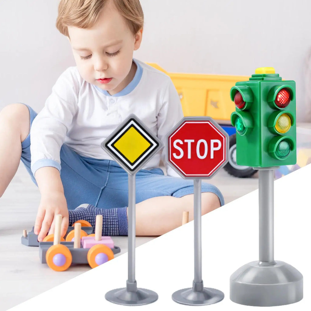 Traffic Light Toys for Kids Small Traffic Light Signs with Lights and Sounds Stop Light Model Safety Traffic Indicator Qme