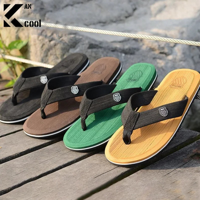 Summer Slippers Men Flip Flops Beach Sandals Non-Slip Casual Flat Shoes 2023 Slippers Indoor House Shoes For Men Outdoor Slides Qme