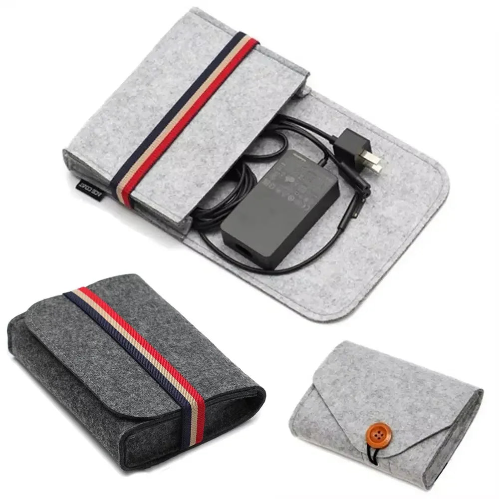 USB Data Cable Mouse Pouch Mini Felt Travel Multifunction Organizer Bag Key Coin Package Chargers Storage Bags Qme