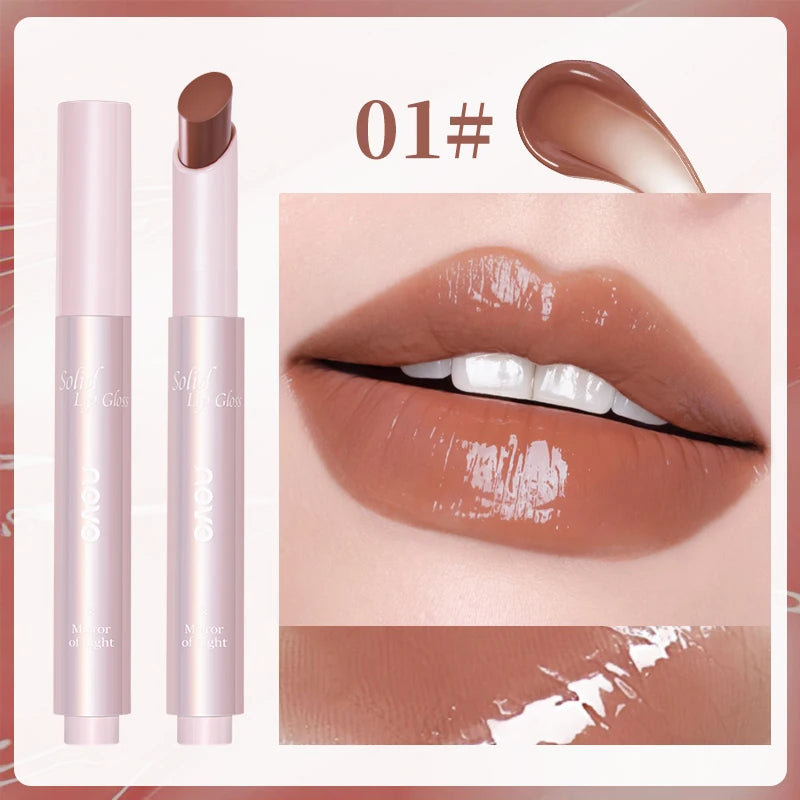 Moisturizing Mirror Lipstick, Nourishing Lip Glaze, Long-Lasting Waterproof Non-Stick Cup, Highpigment Lip Gloss,All Skin Types Qme 01