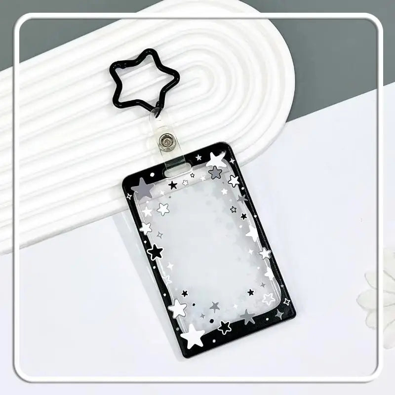 Star Sliding Cover Card Holder Transparent Portable ID Protector Kpop Qme A23