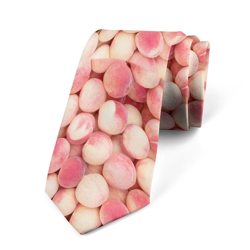 Strawberry Grape Peach Pattern Tie Interesting Fruit 3 Printed Men's Qme style3