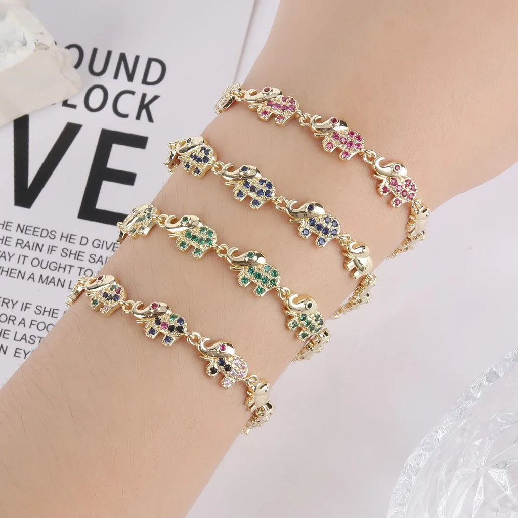 Personalized Animal Elephant Bracelet Copper Inlaid Zirconia Adjustable Bracelet For Woman Party Birthday Gift For Daily Wear Qme