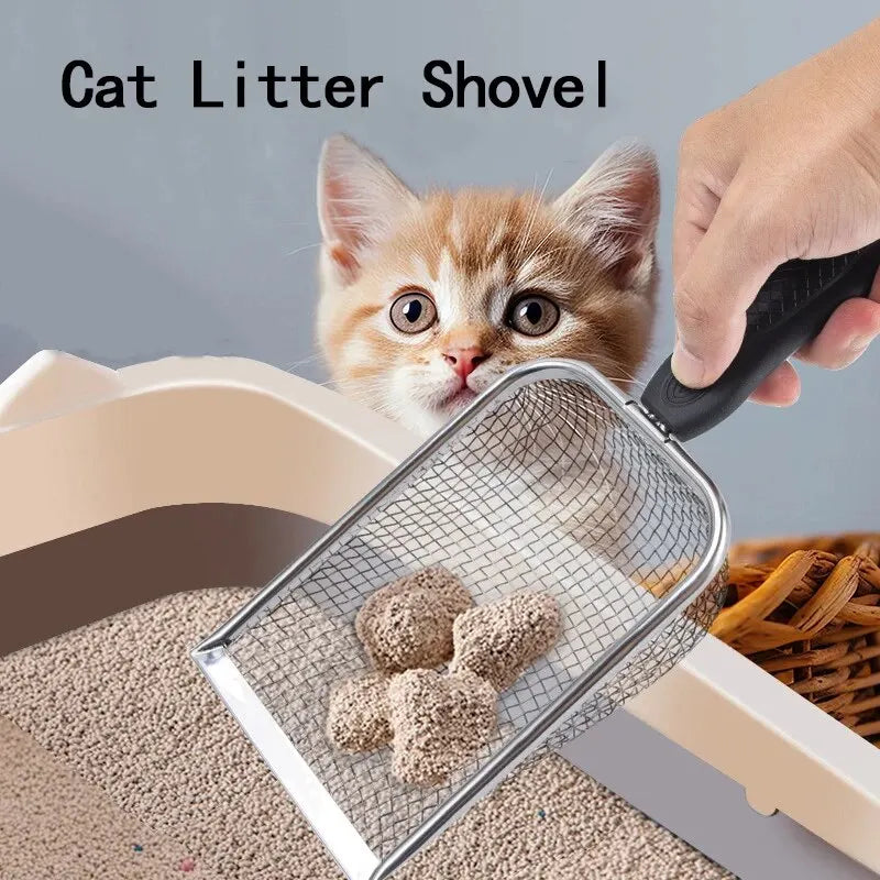 2X2mm Fine Pores Cat Sand Shovel Pet Supplies Stainless Steel Shovel Applicable Small Cat Litter Pet Feces Clean Filter Shovel Qme