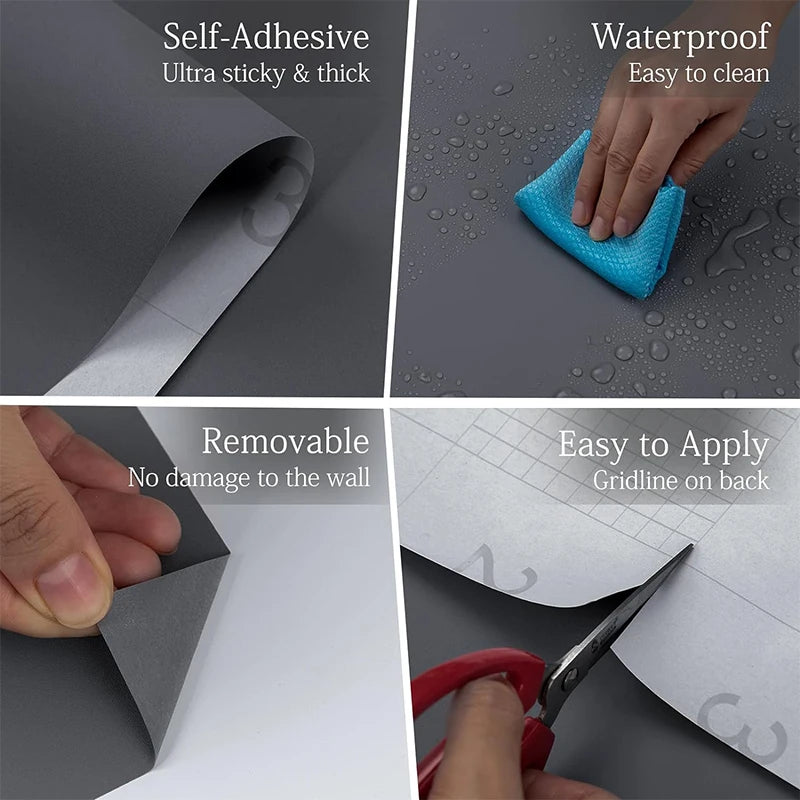 Dark Grey DIY Decorative Film PVC Self Adhesive Wallpaper Furniture Qme