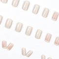 French Cream Nude Short Square False Nails Jelly Adhesive Detachable Qme Default Title
