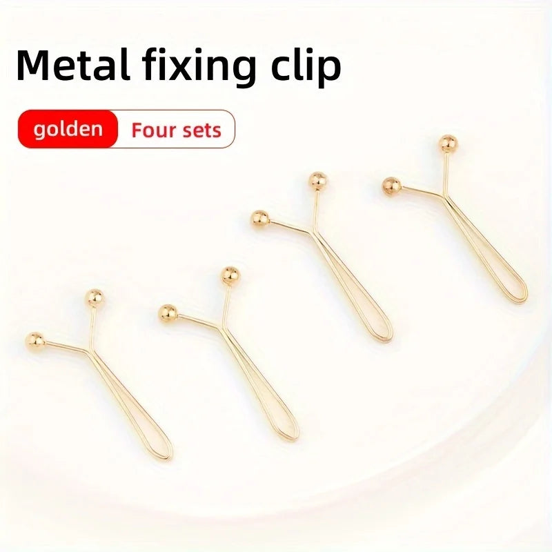 4Pcs pants invisible waist metal fixing clip, jeans waist circumference large change small artifact adjustable buckle pin clip Qme 4pcs Golden