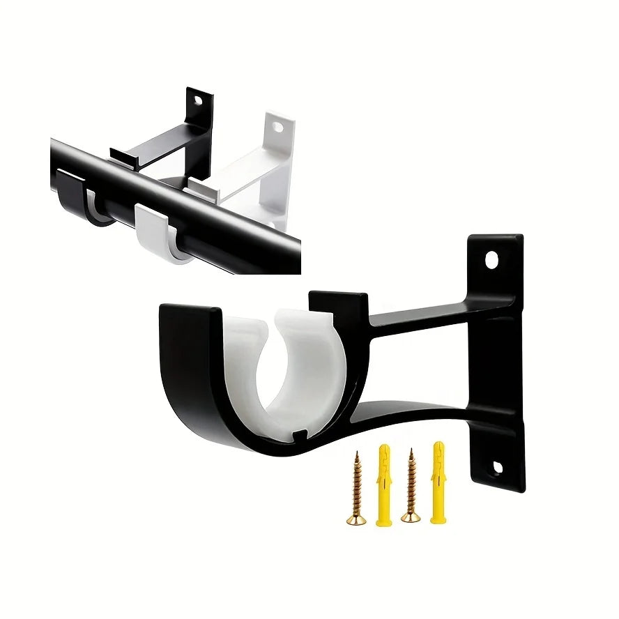Curtain Rod Bracket, Heavy Duty Metal Wall Mount Support for Curtain Poles Qme