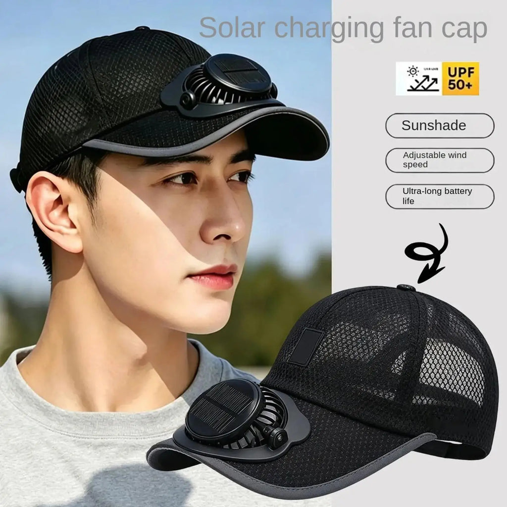 Hat With Fan Solar Powered Cooling Sun Protection With 3 Gears Summer Fan Sun Hat For Commuting Fishing Walking Hiking Camping Qme