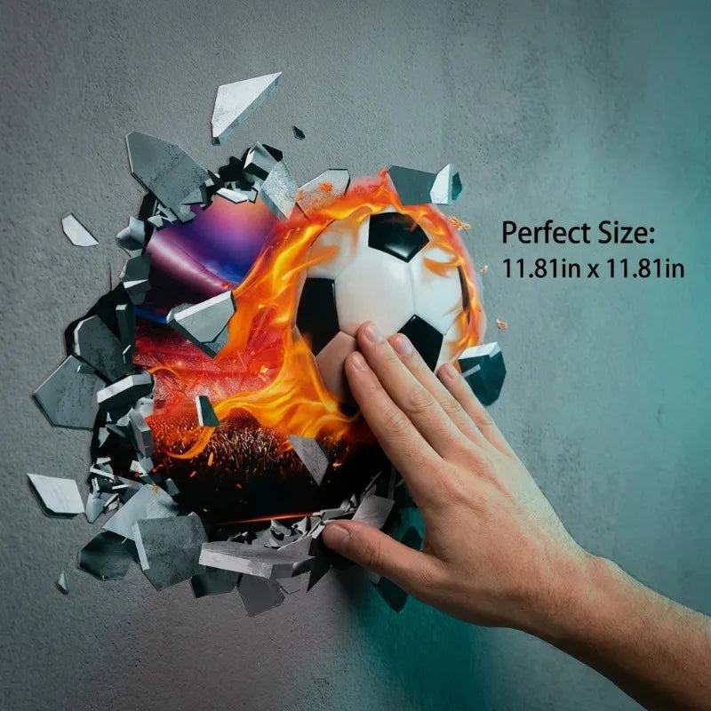 3D Football Soccer Wall Stickers Self Adhesive Removable Decals Boys Qme