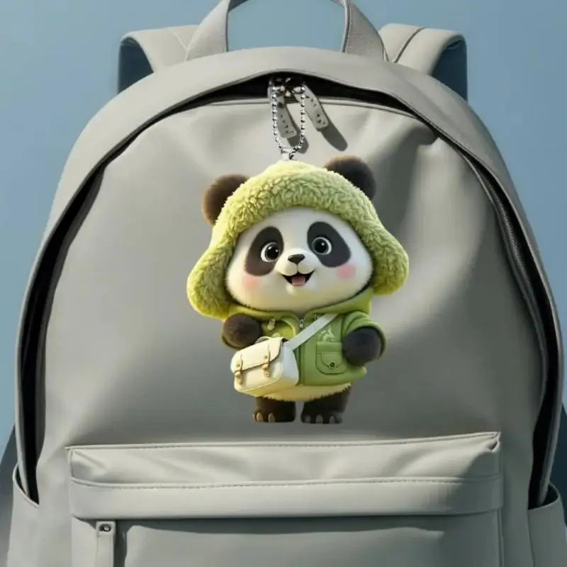 Cute Dressed Panda Pendant Keychain Cartoon 2D Flat Acrylic Ornament Qme