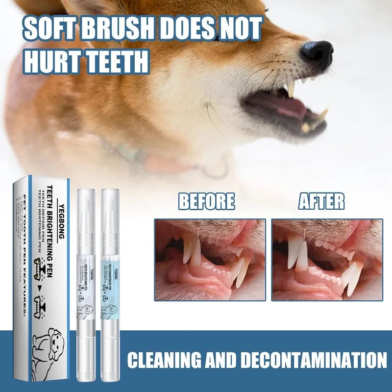 2 pet toothbrush pens, pet teeth cleaning pens, pet teeth care fresh breath cat/dog teeth whitening pens Qme