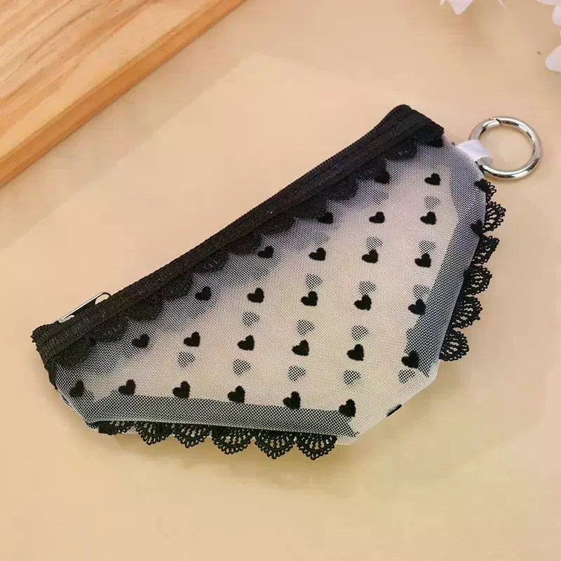 Lace Trim Mesh Cosmetic Bag Transparent Design And Portable Perfect For Travel Daily Use Storing Qme