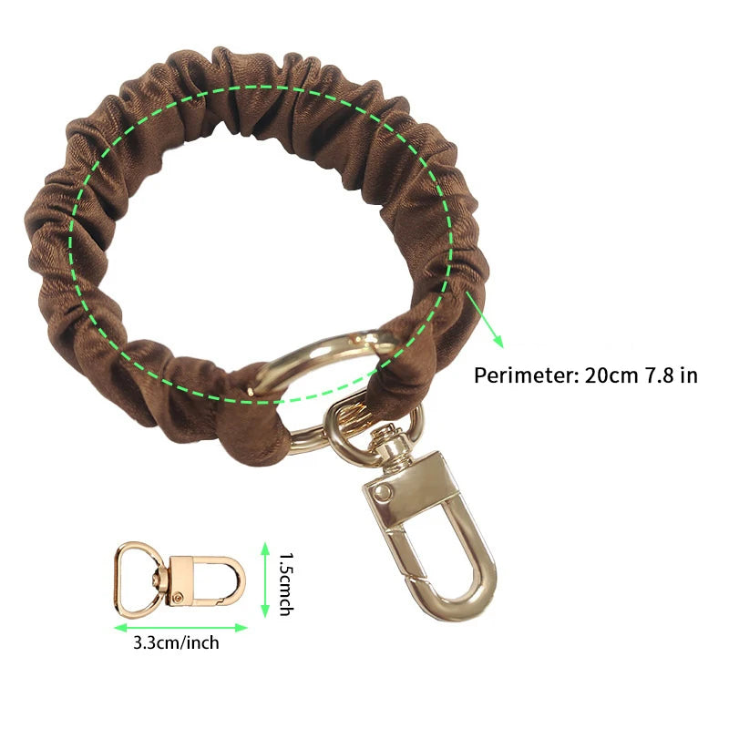 Adjustable Wristband Leather Scrunchie Keychain Sleek Keyring Qme
