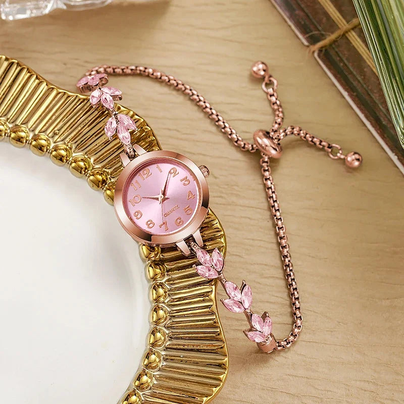 Elegant Arabic Dial Women Watches Luxury Rhinestone Bracelet Strap Ladies Quartz Watch Reloj Mujer Girls Clock Gift（Without Box） Qme