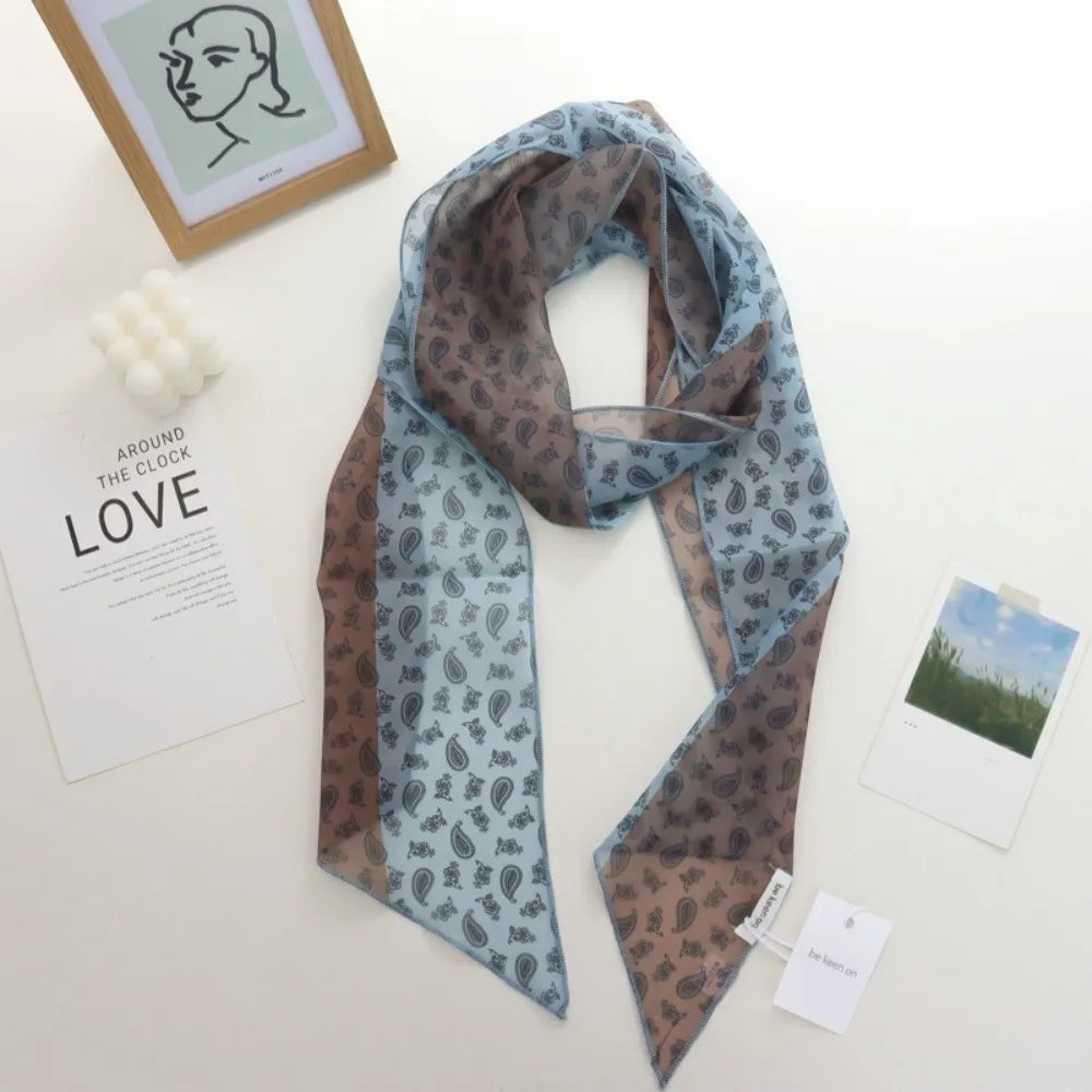 Elegant Polka Dots Long Scarf Versatile Narrow Scarves Fashionable Qme Style E