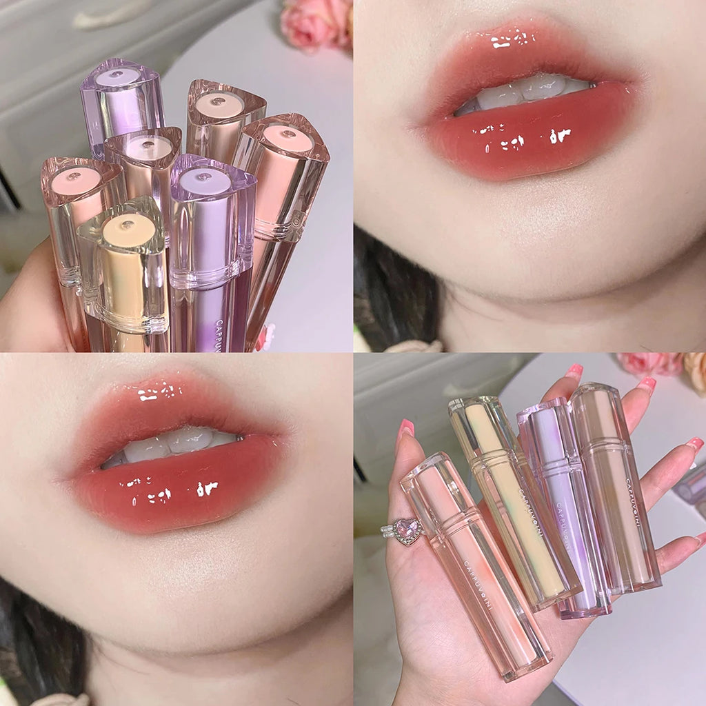 Iced Tea Mirror Lip Glaze Watery Lip Gloss Waterproof Lasting Transparent Jelly Liquid Lipstick Womon Beauty Makeup Lip Cosmetic Qme