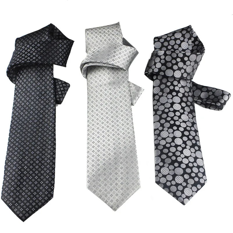 Wide Thin Silk Circle Grey Black Shirt Necktie Fabric Ties Vintage Qme