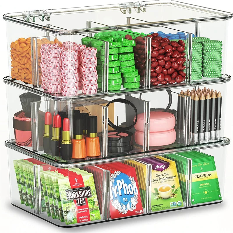 Clear Compartment Storage Box Bag Container Coffee Organizer Display Qme