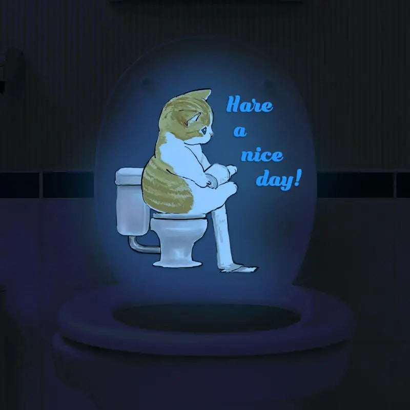 Bathroom Luminous Toilet Sticker Night Light Pink Chrysanthemum Toilet Seat Cover Sticker Self-Adhesive Beautify Home Decor Qme style 9