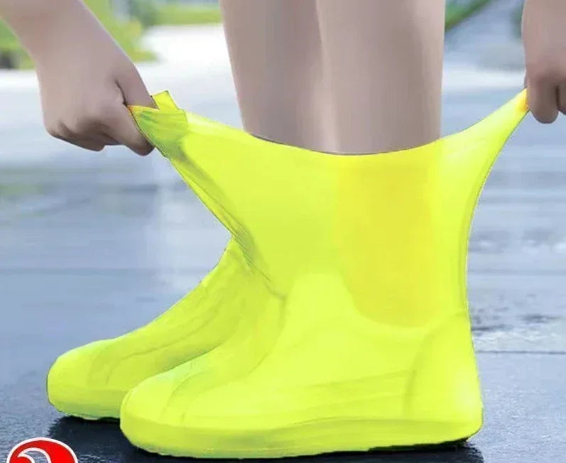 1 Pair Latex Waterproof Shoe Covers Lip-resistant Rubber Rain Boot Qme yellow