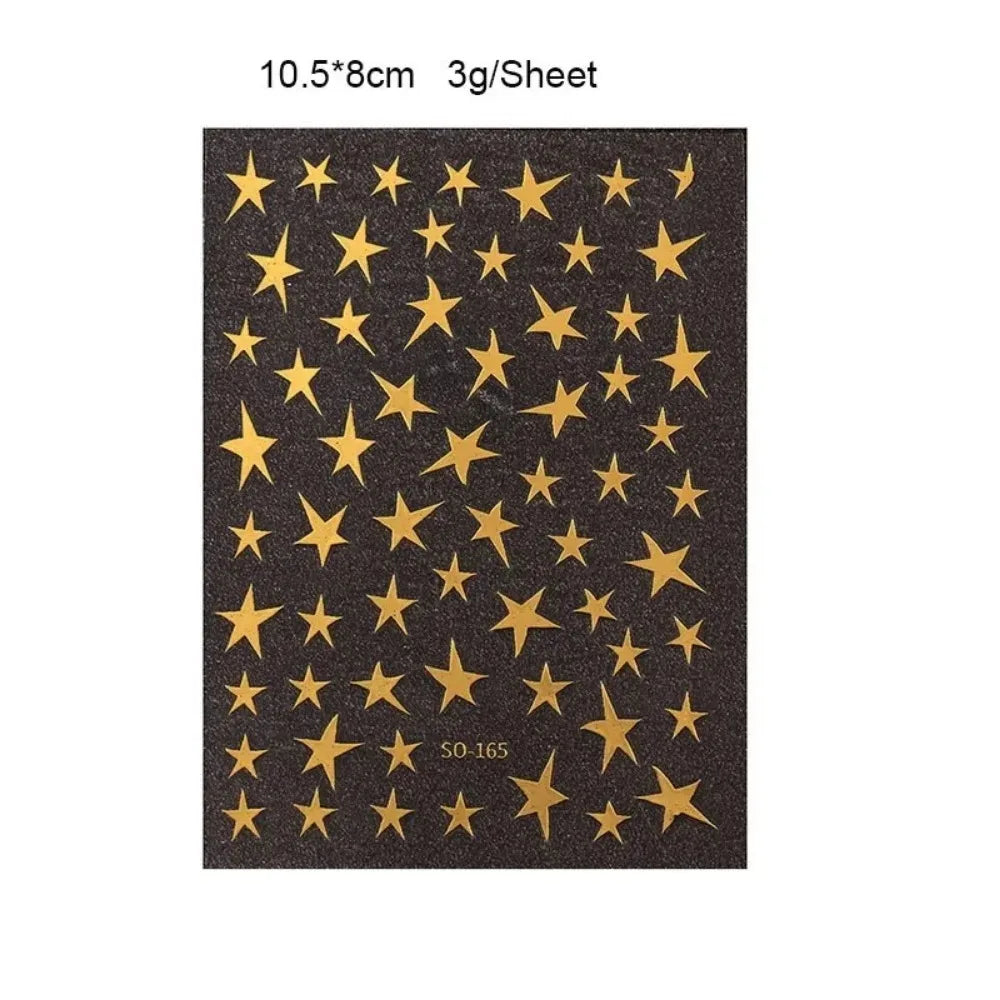 Mix 7 Colourful Stars Nails Stickers Irregular Pentagram Decals Laser Shiny Decor Self-adhesive Decals DIY Manicure Foils Wraps Qme