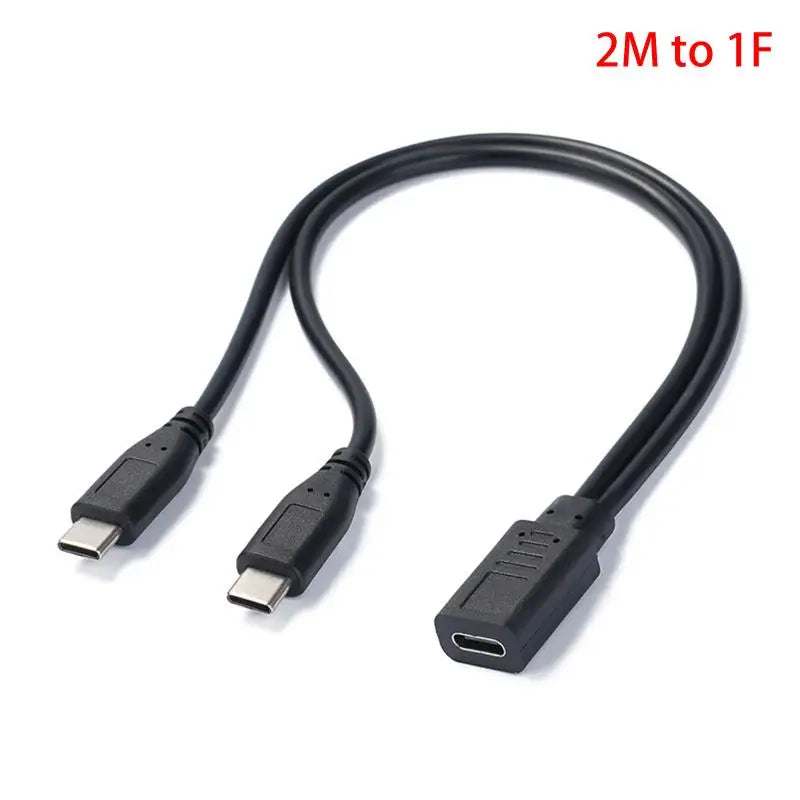 USB C Cable Splitter 1 2 Extension Wire Phone Tablet 15W 3A Power Qme B