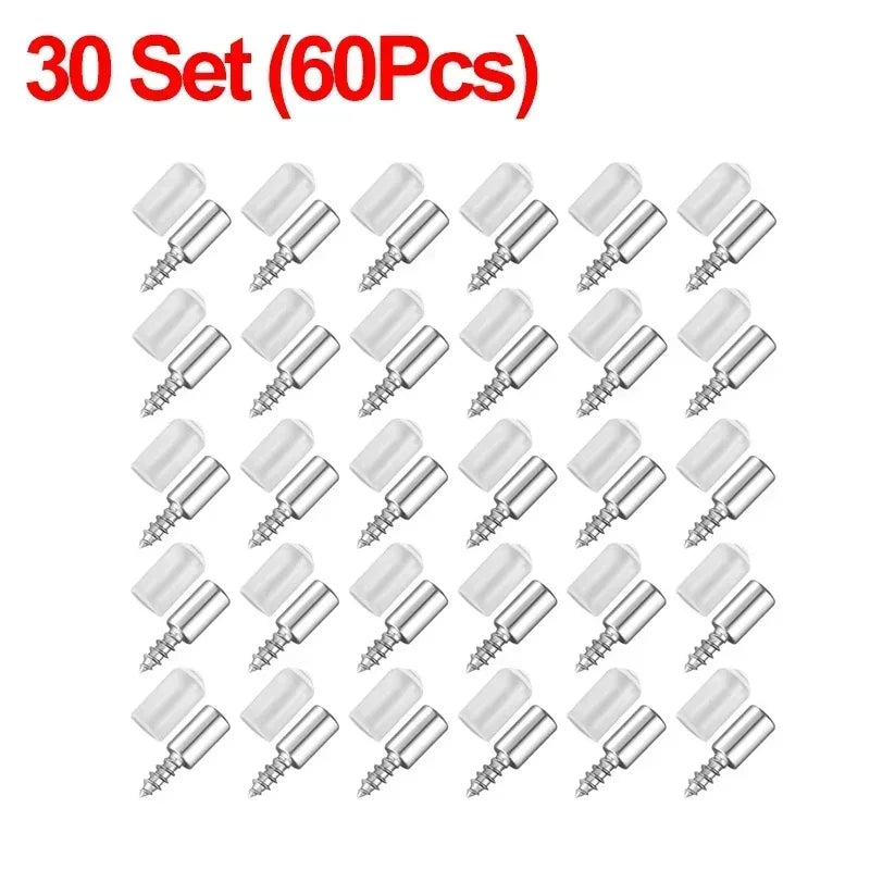 New Cross Self Tapping Screw Wardrobe Layer Plate Holder Cabinet Glass Partition Nails Fixed Screw Shelf with Non-Slip Sleeve Qme 30Set (60PCS)
