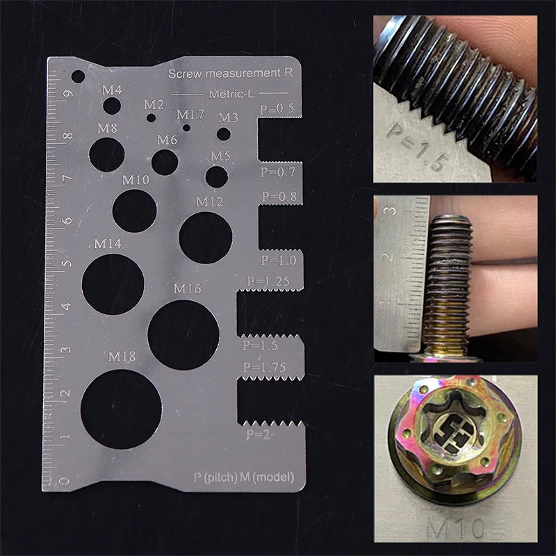 Durabler Stainless Steel Ruler Screw Measuring Precise Pitch Qme