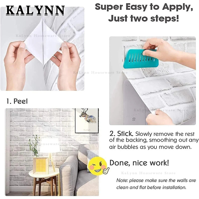 Brick Wallpaper Peel Stick Self-adhesive Wall Paper Grey Contact Pape Qme