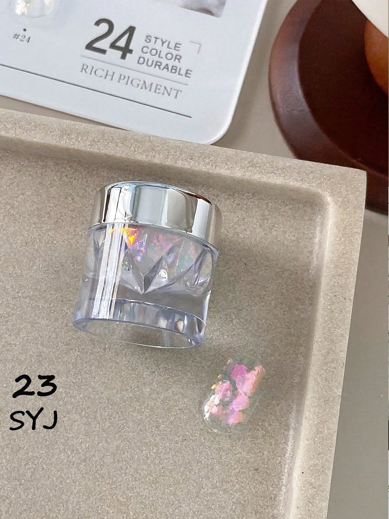 1 High-end Mirror Magic Powder Storage Box Colorful Bright Nail Art Qme 23
