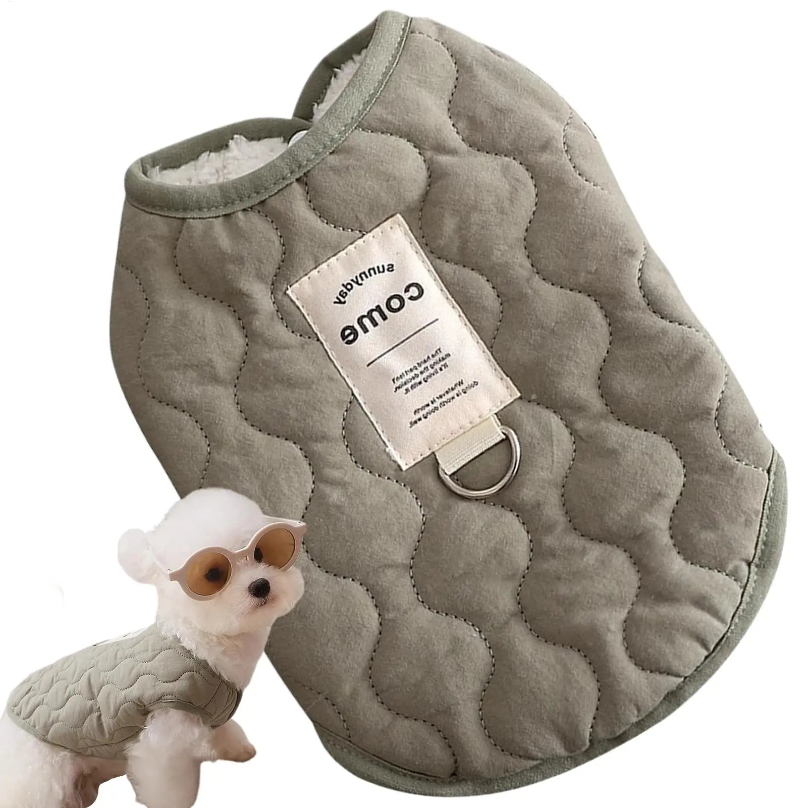 Small Dog Winter Jacket Warm Dog Jacket with Built in Harness Hole Cold Weather Pet Apparel Cozy Snow Vest for Small Dogs Cats Qme