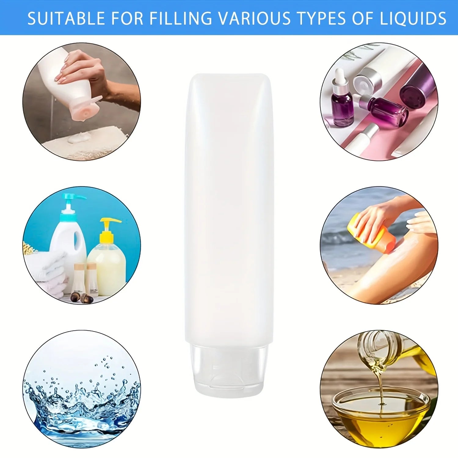 10pcs 30/50ml Empty Refillable Plastic Soft Travel Squeeze Tube Bottles Translucent Cosmetic Containers with Flip Cover Qme