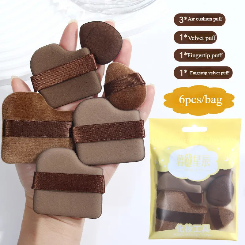 6-Piece Wet Dry Powder Puff Dual-purpose Beauty Tools Mini Thumb Does Qme Powder Puff Set