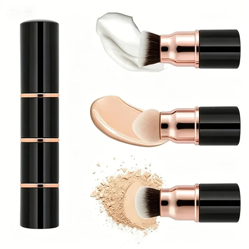 3-in-1 Mini Makeup Brush Detachable Portable Dust Cover Foundation Qme