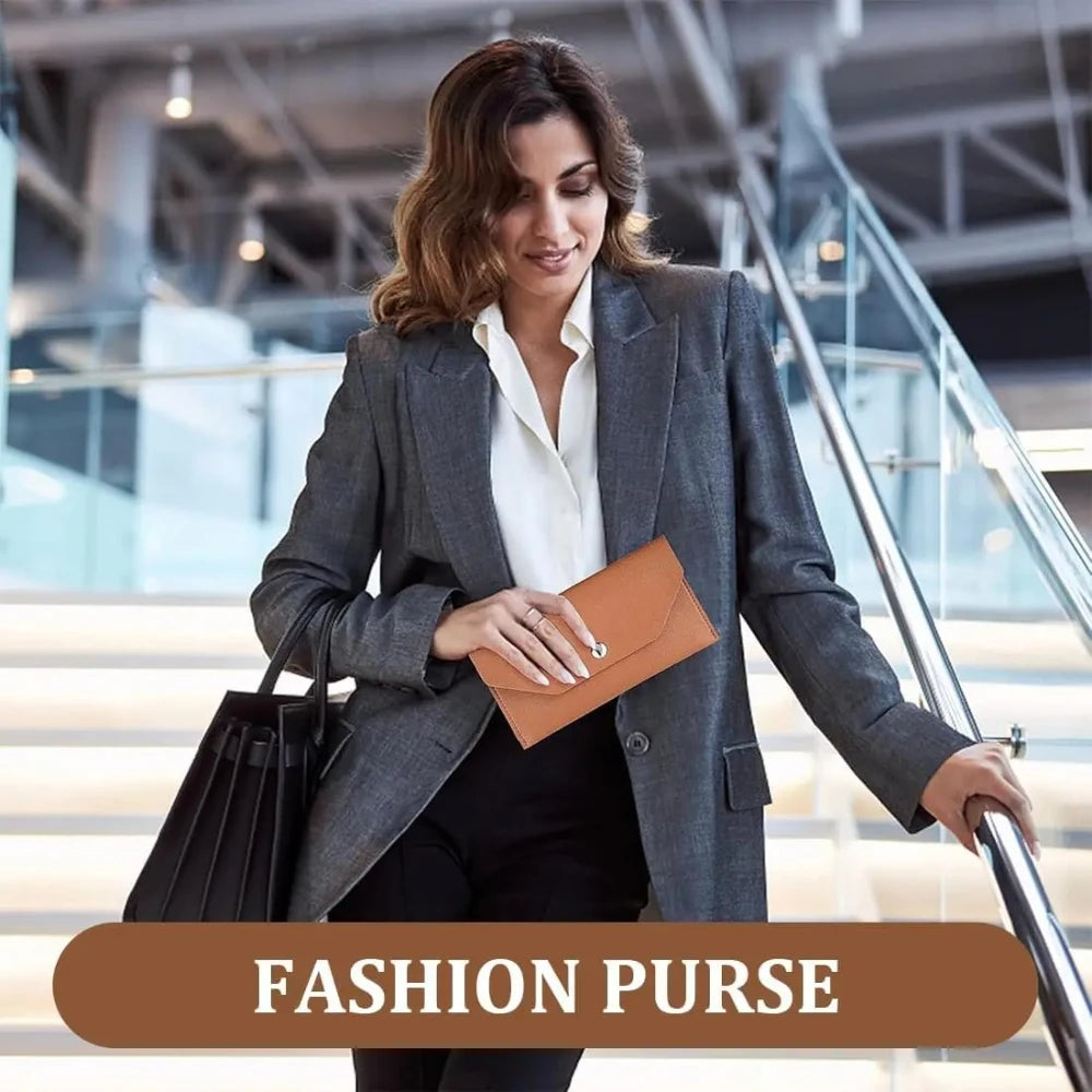 Men’s Ultra Thin Portable Cash Envelope Wallet Wear Resistant PU Leather Money Binder Organizer with Name Card Holder Qme