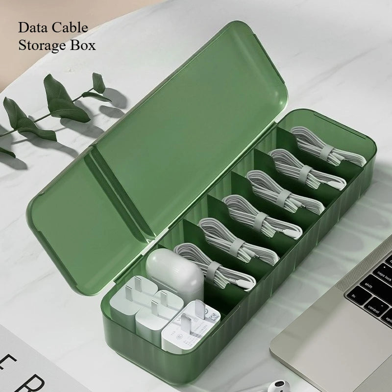 1-2pcs Desktop Cable Organizer with Lid,Cord Management Box for Data Cable,Phone Charger Storage Holder,Cable Tidy OrganizerTool Qme