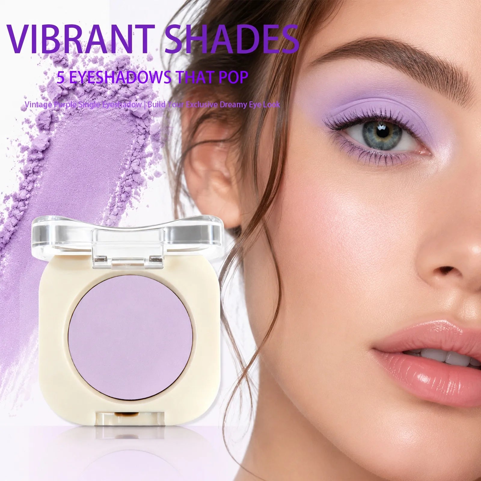 Purple Single Eyeshadow Matte Shimmer Metallic Waterproof LongLasting Highly Pigmented Velvet Smooth Blendable Eye Shadow Makeup Qme