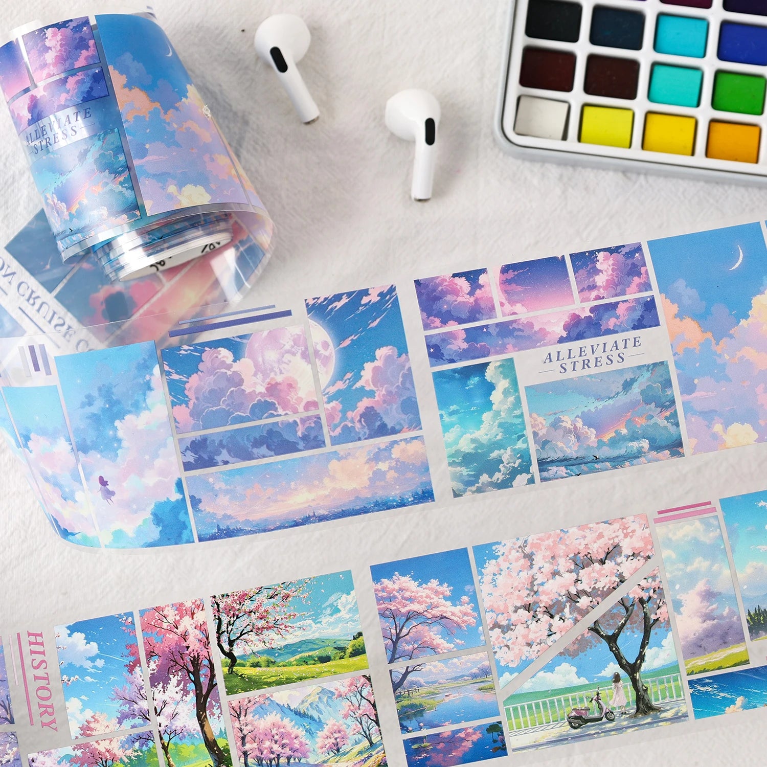 4Rolls 200cm PET Washi Tape Set Flower Scenery Decorative Tape for Plant & Flower Lovers Aesthetic Diary Stationery Stickers Qme
