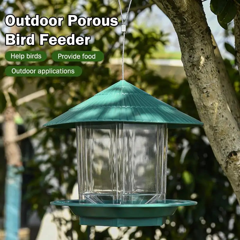 Waterproof Garden Gazebo Hanging Wild Bird Feeder Outdoor Container With Hang Rope Pet Birds Feeding House Type Bird Feeder Qme