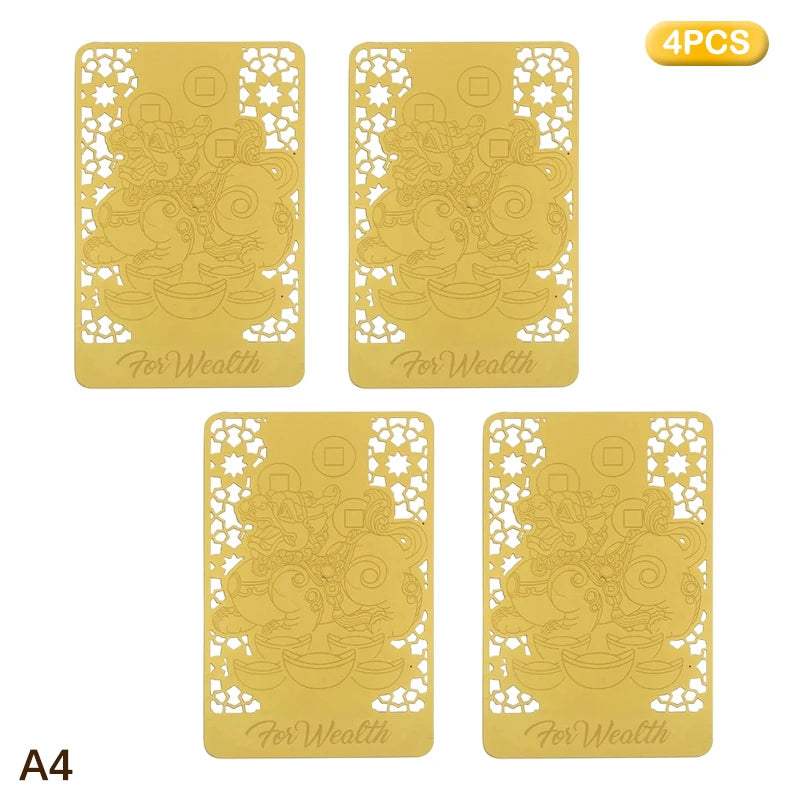 Fengshui Wealth Talisman Gold Card Chinese Prosperity Amulet With Pixiu Attracting Wealth Protection Feng Shui Home/Office Decor Qme A4