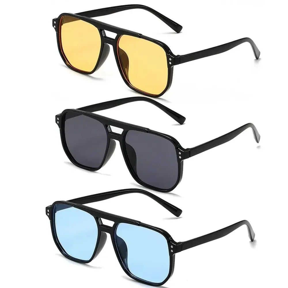 Punk Square Frame Sunglasses Anti-UV Retro Sunglasses Beach Eye Protection Black Shades Glasses for Women Men Travel Accessories Qme