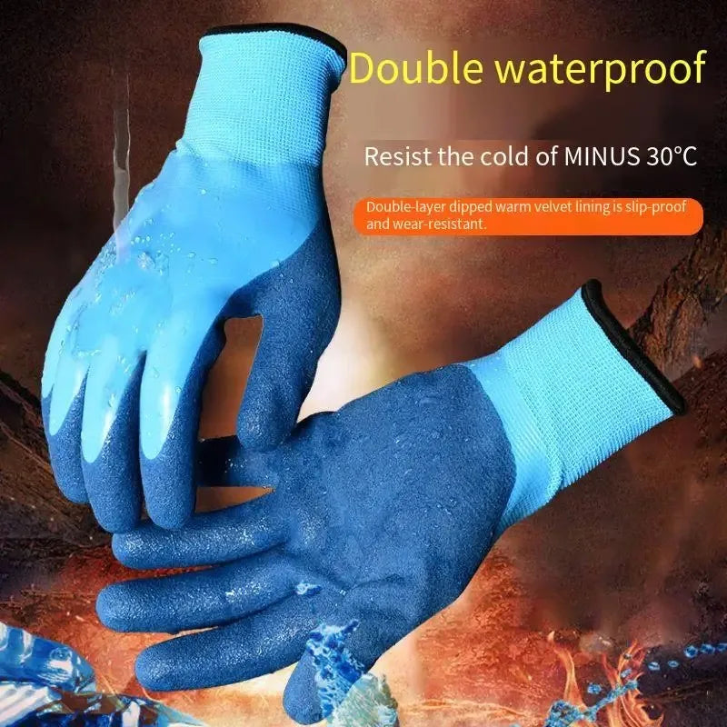2pairs Winter Fishing Gloves Fleece Lined Thickened Short Warm Cold Proof Thermal Gloves Qme