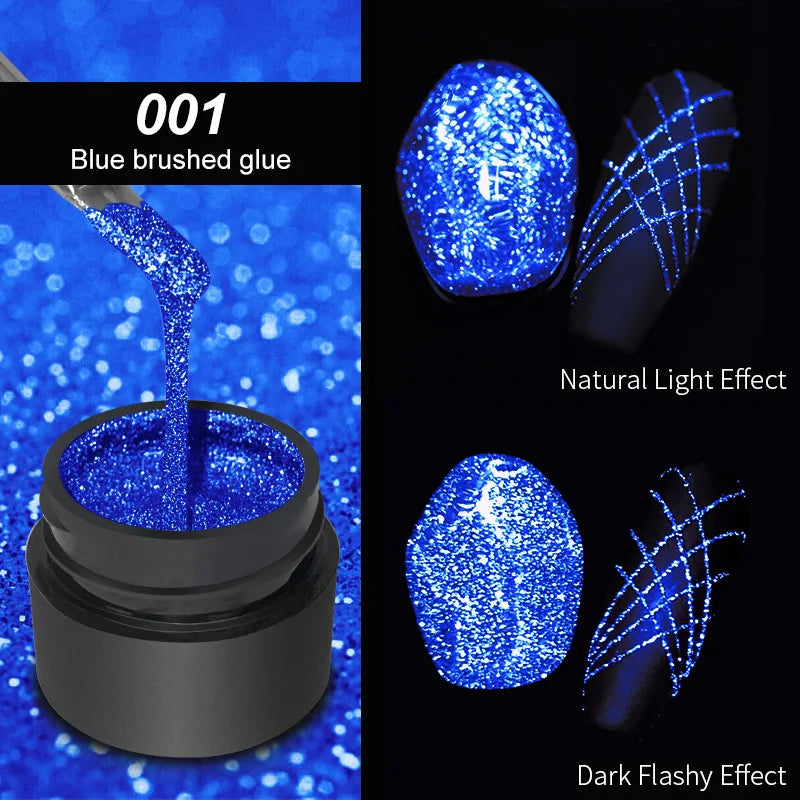 6 Colors Metallic Glitter Liner Gel Nail Polish Reflective Painting Qme 001