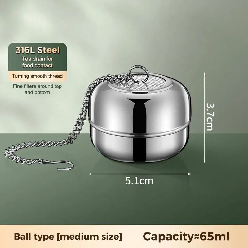 316 Stainless Steel Tea Infuser With Ultra Fine Mesh Extender Chain For Home Office Travel Brewing Loose Leaf Tea Qme A3