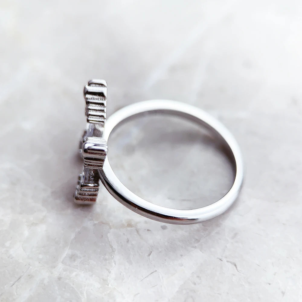Ring Happy Butterfly White Stones Europe Fine Jewerly For Women Summer Romantic Gift In 925 Sterling Silver Qme