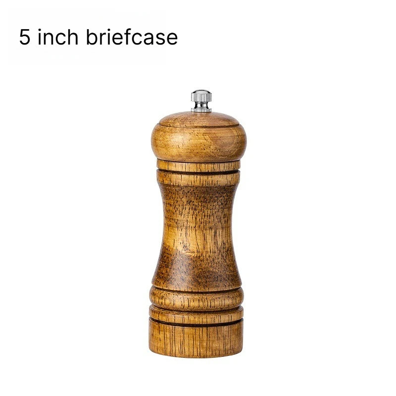 A 5 8 10 Inch Manual Oak Spice Grinder Bottle, Pepper Zanthoxylum Mill, Household Fresh Ground Pepper Seasoning Container Qme